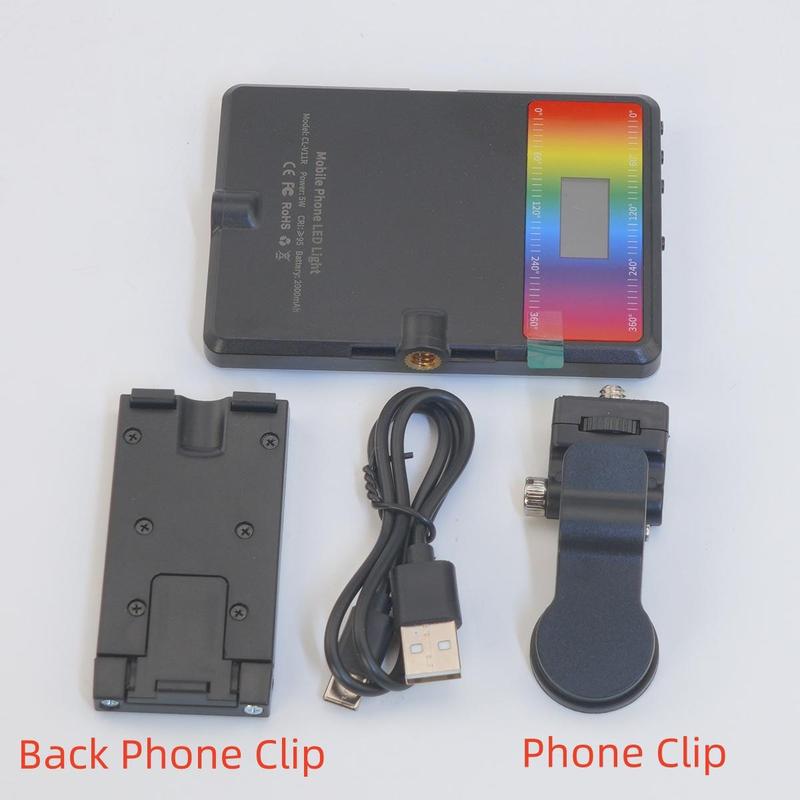 Selfie Light with Phone Holder & Light Clip, 1 Count Led Fill Light RGB Phone Light with 24 Light Effect, Full Color Light For Tablet, Laptop, Video Conference, Party Video