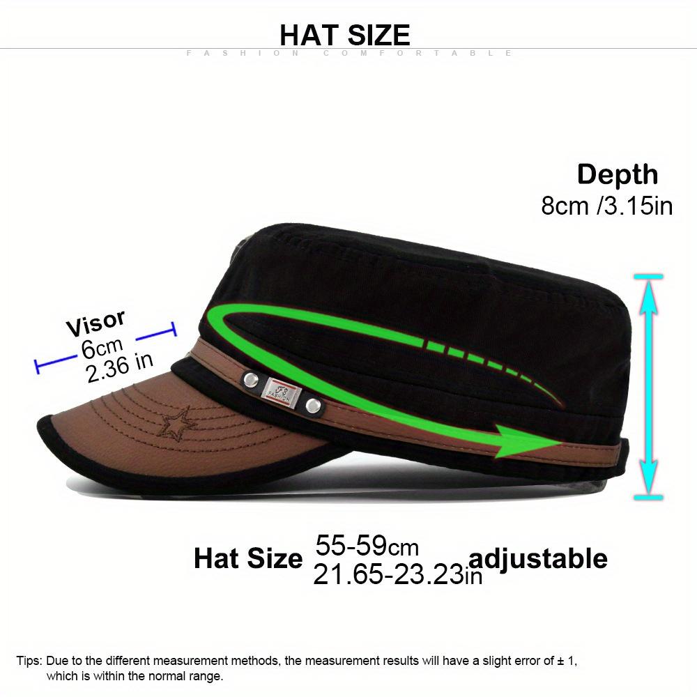 Unisex Military Flat Top Hat, Polyester Woven Street Style, Sun Protection Cap for Men And Women