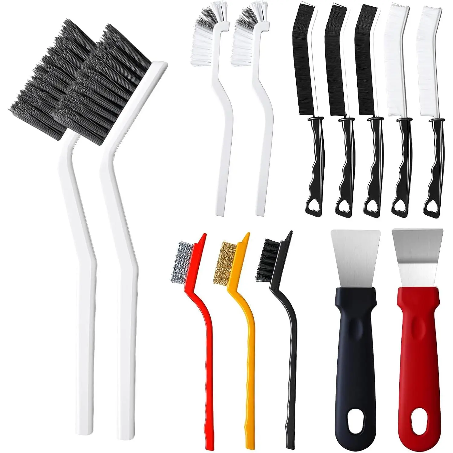 14 count Crevice Cleaning Brush Set, V Shape Grout Cleaner Brush for Deep Cleaning Gap, Hard Bristle Scrub Brushes Tools, Cleaning Supplies for Household Use, Bathroom, Kitchen, Toilet, Window