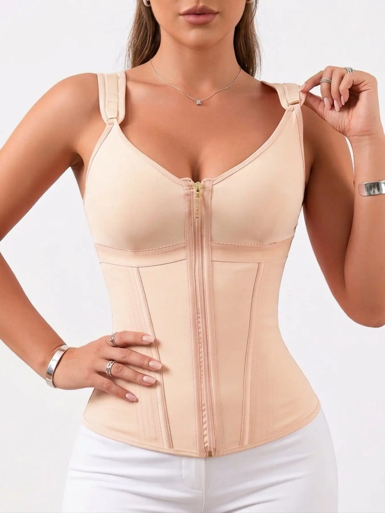 Adjustable Shoulder Straps Women Shapewear, Fajas Colombianas Compression Girdle, Firm Tummy‑Control Waist Cincher, Postpartum Waist Shaper With Bust Lift, Women Compression Shapewear Underwear