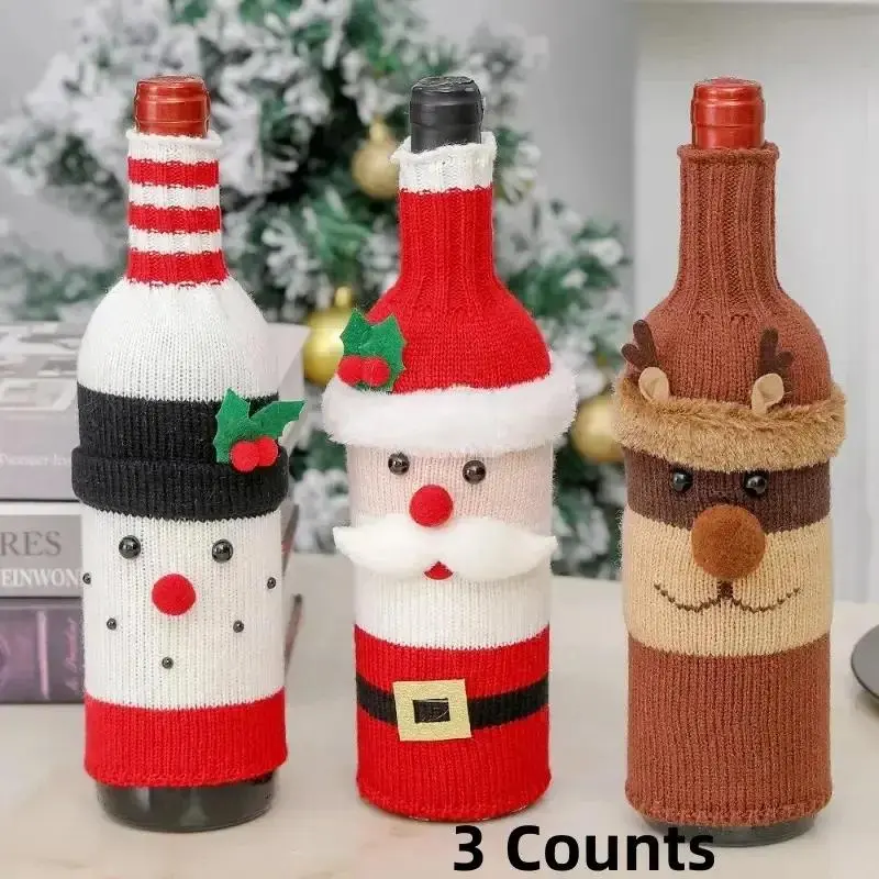 Christmas Wine Bottle Set, Festive Champagne & Wine Creative Glasses, Hotel Tableware, Restaurant Decorations, Holiday Accessories