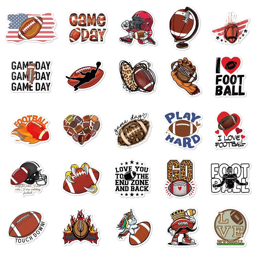 Football Themed Sticker, 50pcs/set Waterproof Self Adhesive Decor Paper, Decor Sticker for Gift Greeting Card Water Bottle Laptop Phone