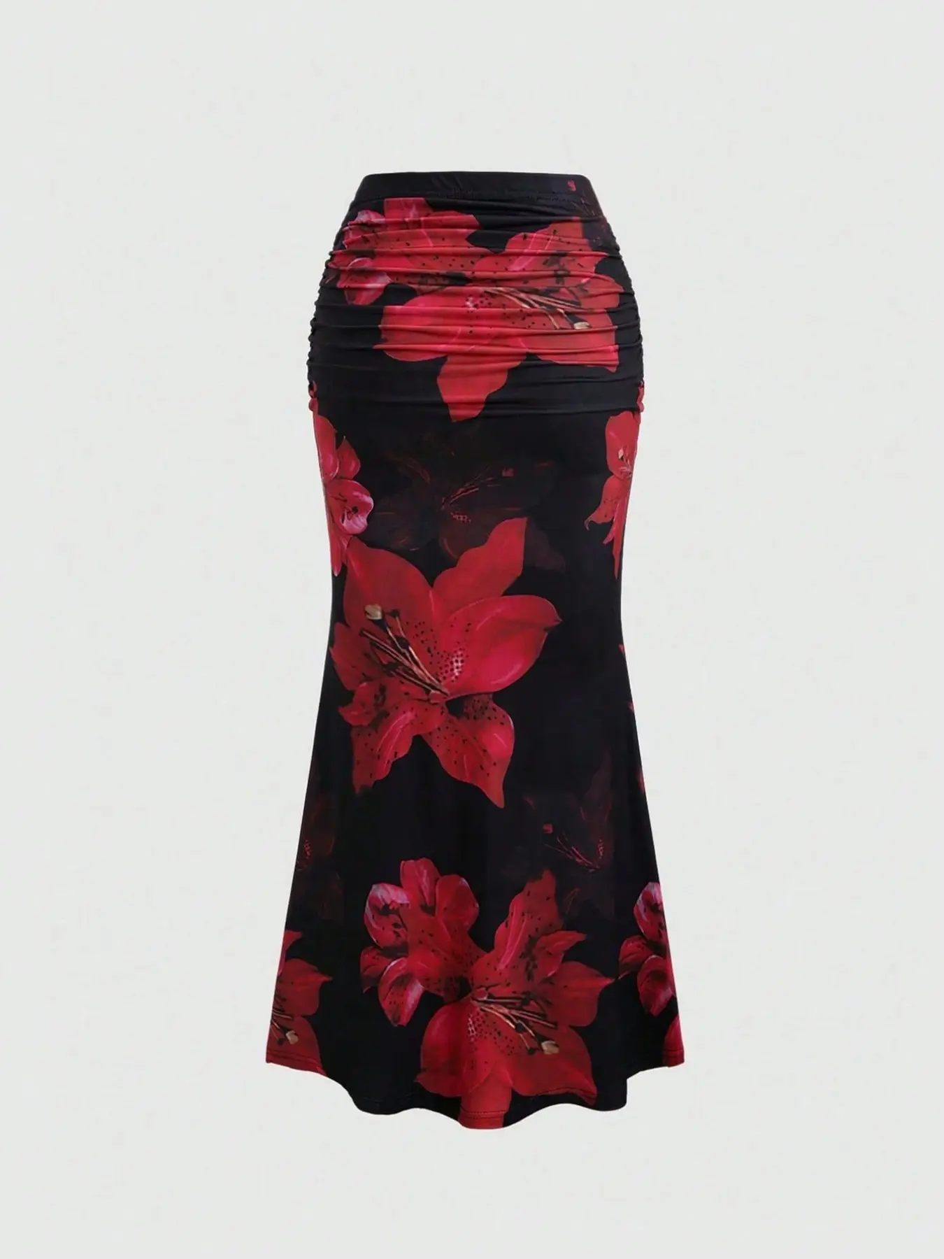 Women's Floral Printed Pleated A-Line Skirt, Fashion Slim Fit Versatile Fish Tail Skirt, Chic Elegant Casual Fitted Skirt, Perfect for Parties, Daily Wear, Casual, Vacation