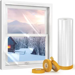 Window Insulation Kit for Winterizing, 63In x 33Ft Weather Sealing Window Plastic with Double-Sided Tape, Fits 10 3'x5' Windows
