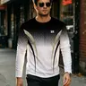 Men's Long Sleeve Sportswear Top, Gradient Colors, Breathable Fabric, Casual & Formal Wear, Fall Winter Style, Breathable Sports Shirt, Sporty Top