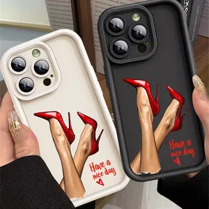 Phone Case: Beautiful Red High Heels Pattern For iPhone 17 16 15 14 13 12 11 PRO MAX PLUS 17AIR 16E 17E 13mini 12mini XSMAX X XS Samsung S26 S25 S24 S23 S22 S21 ULTRA PLUS A54 A53 A52 A36 A35 Plus Trendy Simple Design TPU Case Ultra Thin Shockproof Cover