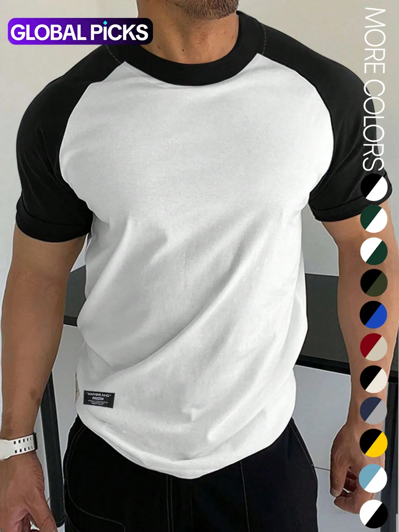 Men's Color Block Short Sleeve Round Neck Fitted T-Shirt, Lightweight Casual Style for Everyday Wear, Soft Comfortable Fabric, Menswear