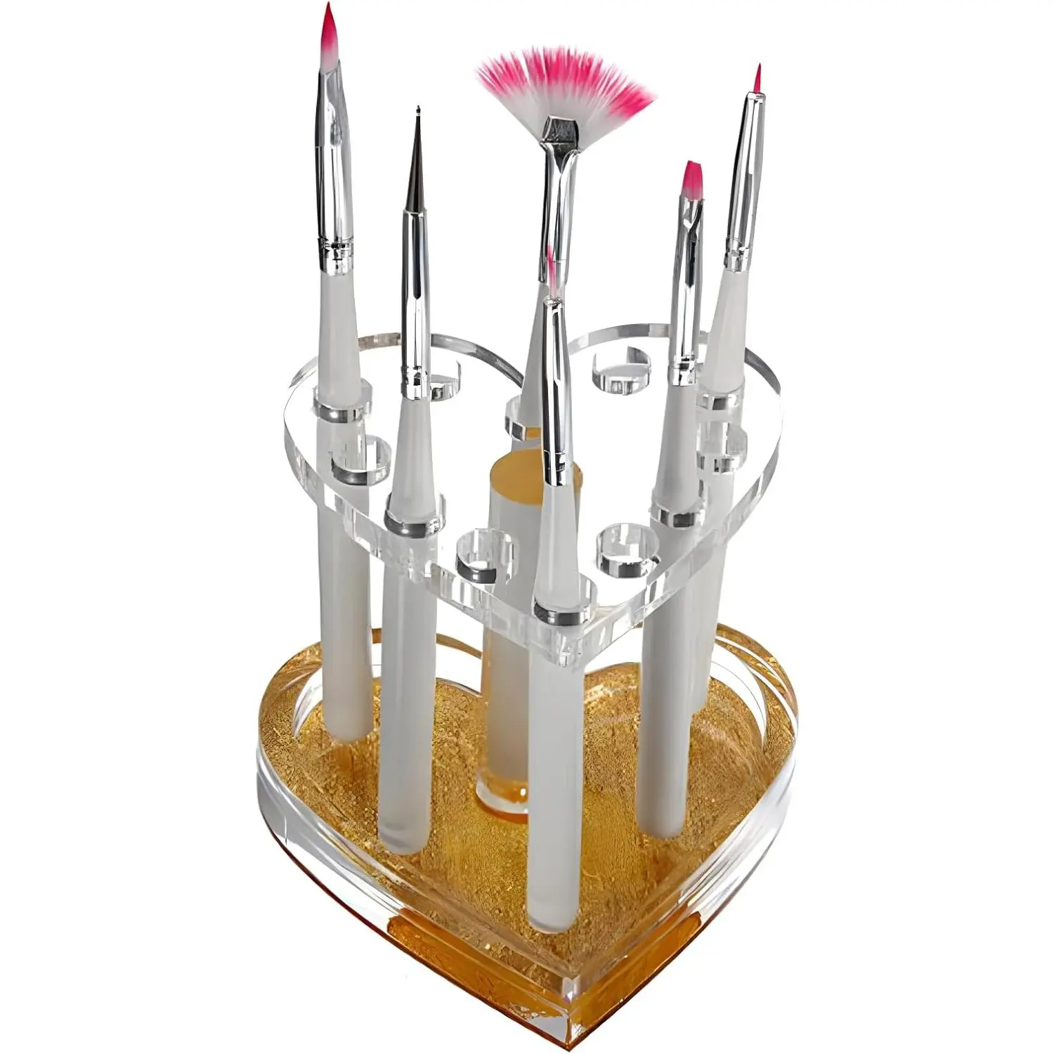 Heart-Shaped  Organizer - 12-Hole Makeup Brush & Pen Holder for  or Desk
