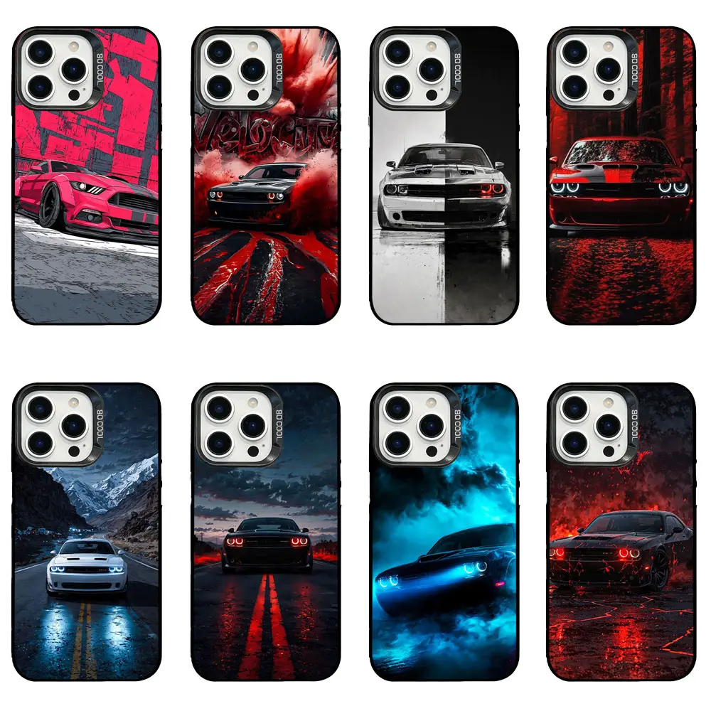 Dodge Challenger Smartphone Case - Sporty Chic Racing Street Drift Dark Neon Design, Anti-Drop Shockproof Scratch Guard Cover for Car Enthusiasts, Eco-Friendly Cell Phone Accessory with Defective Replace Service