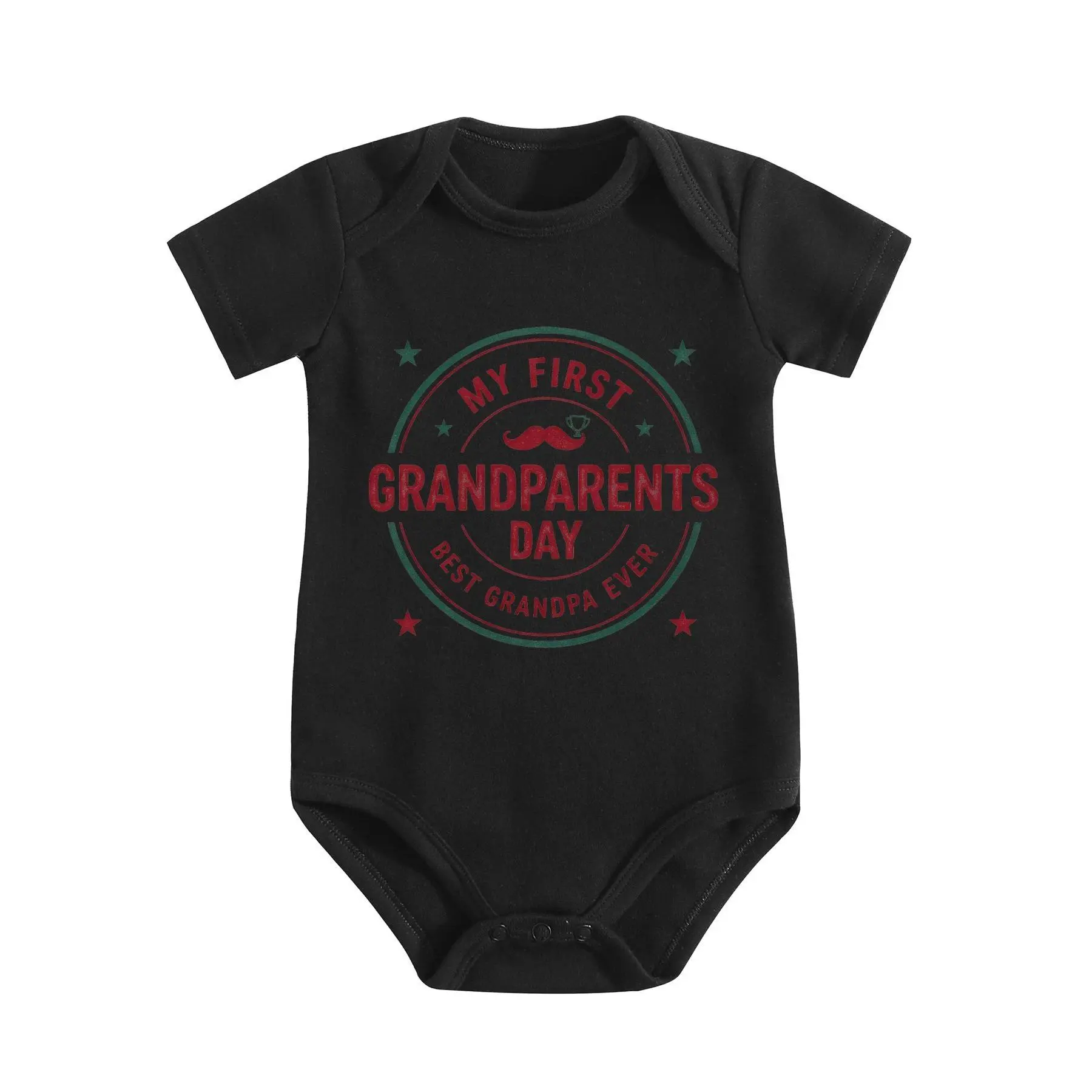 Grandparents Day Baby Bodysuit, "Best Grandpa Ever" Letter Print Outfit, Soft Cotton Short Sleeve Graphic Onesie, Gender Neutral Fitted Cut for Infants 0-24 Months, Cpsia Labeled, Graphic Theme, Unisex Wear, Bodysuit Romper Outfit, Clothes, Casual, One-Pi