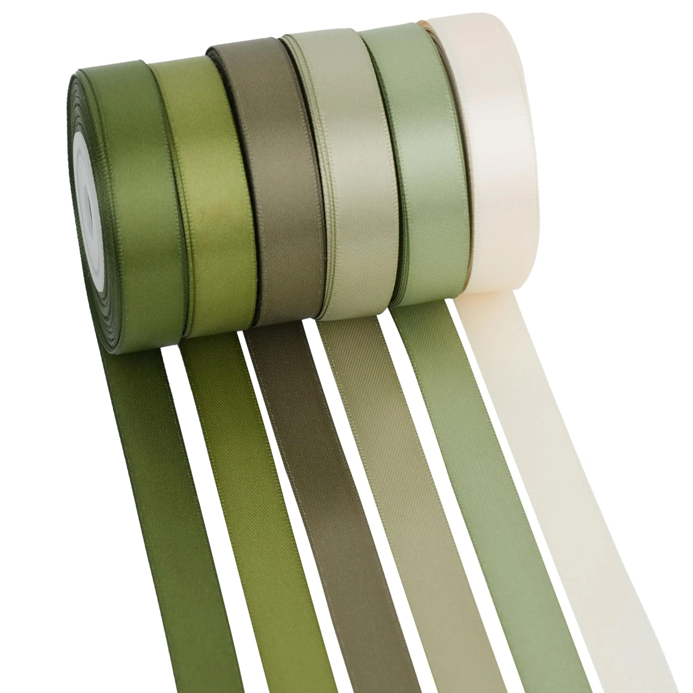 6pcs Sage Ribbon, 1cm (3/8 Inch), Ideal for Crafts, Weddings, Baby Baptism Decorations, Gift Wrapping, Invitations