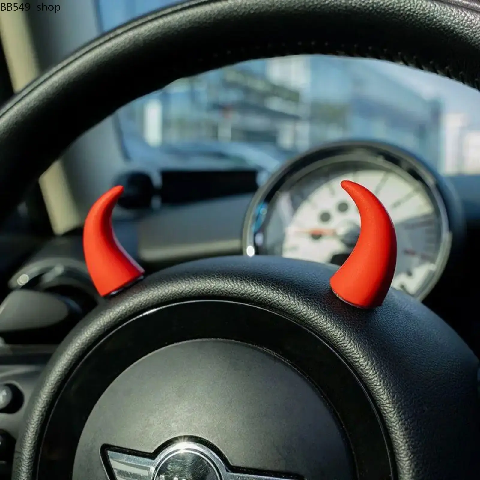 Car Steering Wheel Decoration Decal, 2 Pairs Creative Devil Corner Stickers for Dashboard & Air Vents, Car Interior Decorative Decoration Accessories, Car Dashboard Decorations