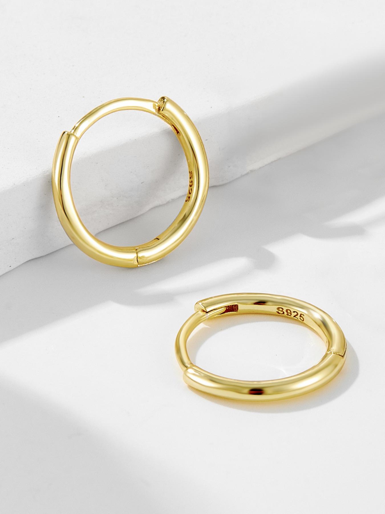 S925 Sterling Silver Hoop Earrings, Fashionable Minimalist Hoop Earrings for Women & Girls, Trendy All-match & Exquisite Jewelry for Birthday Gift