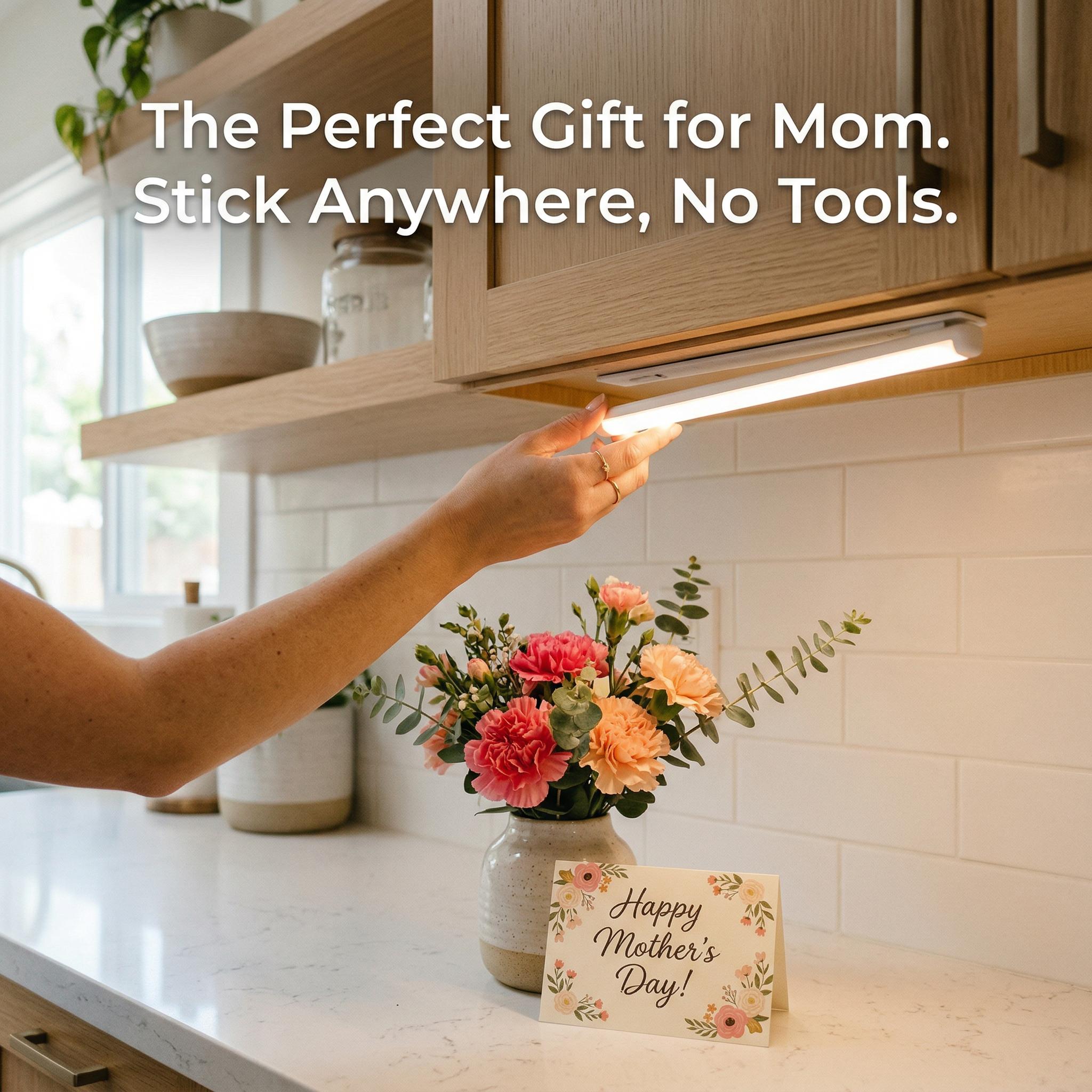 Upgrade Your Home! Aesthetic Hill-Effect Motion Sensor Light| Wireless Under Cabinet Night Light| 3 Color Temperatures & Dimmable| 30cm/40cm| Perfect Mother's Day Gift