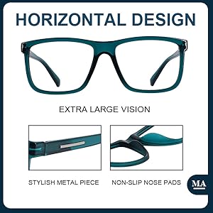 Oversized Square Reading Glasses Men Large Readers Big Face 1.0 1.25 1.5 1.75 2.0 2.25 2.5 2.75 3.0 3.5 4.0 5.0 6.0 (Black, 1.25)