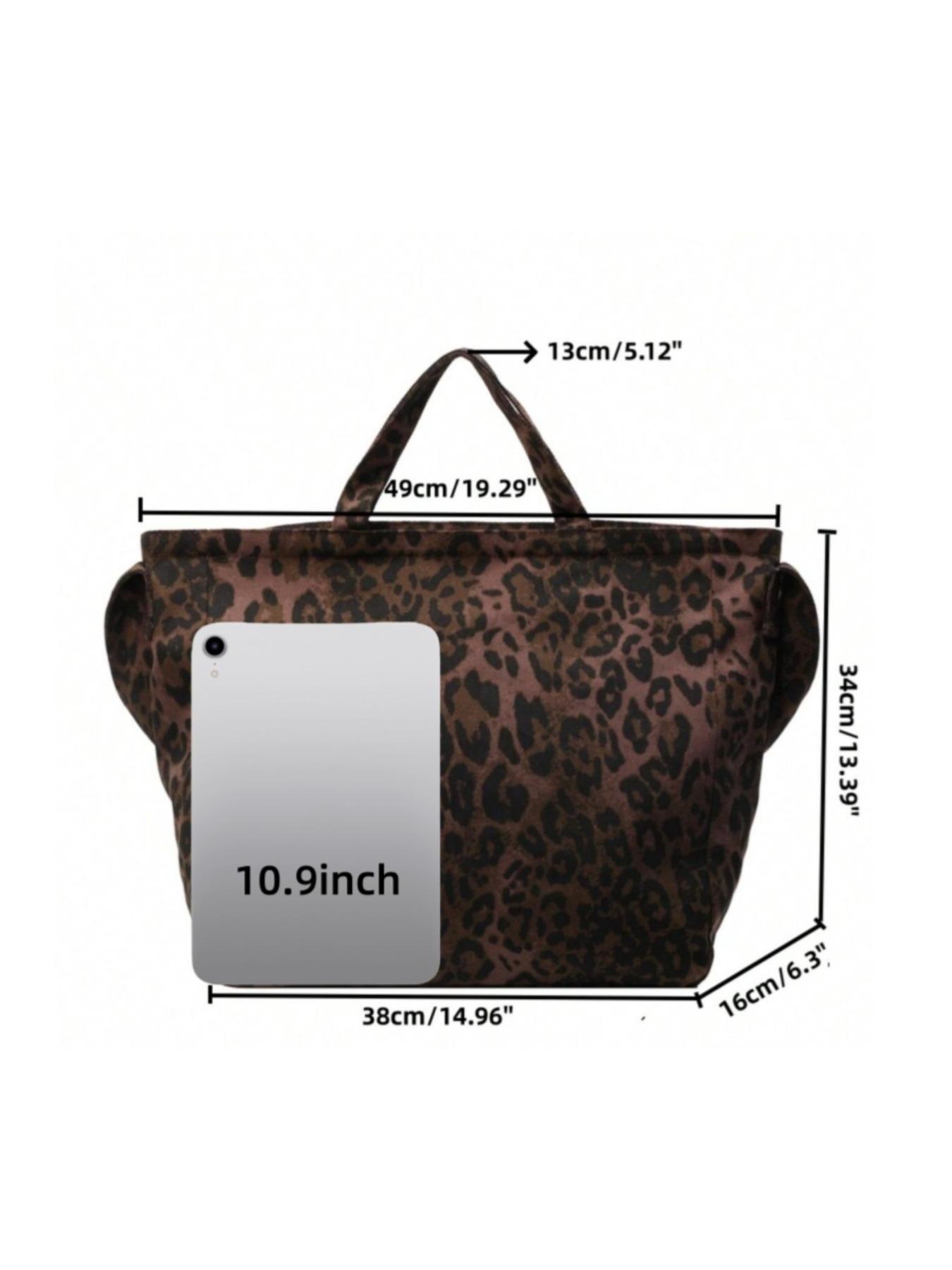 Fashion Leopard Pattern Tote Bag, Large Capacity Shoulder Bag for Women, Casual Trendy Versatile High-quality Daily Commuting Bag, Girl Fashionable Shopping Bag, Leopard Print Tote
