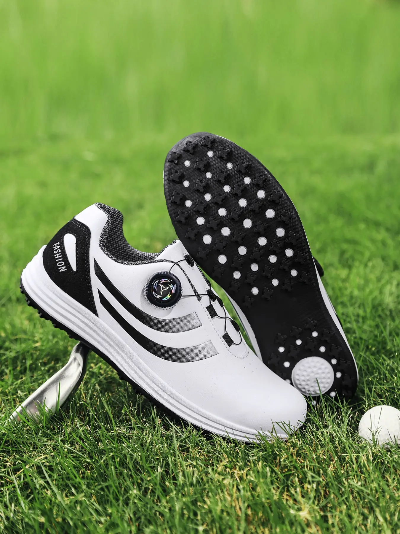 Men's Waterproof Golf Shoes, Adjustable Strap, Non-Slip, Lightweight, Breathable, Casual, Ideal for Golf Practice, Outdoor Activities