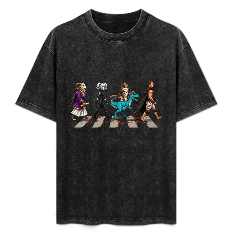 Vintage Dungeon Crawler Carl Abbey Road Graphic Print cotton shirt hoodie, Princess Donut & Mongo Katia Grim Mordecai Reference, LitRPG Gamer Gift, Machine Washable Sci-Fi Streetwear DCC gift