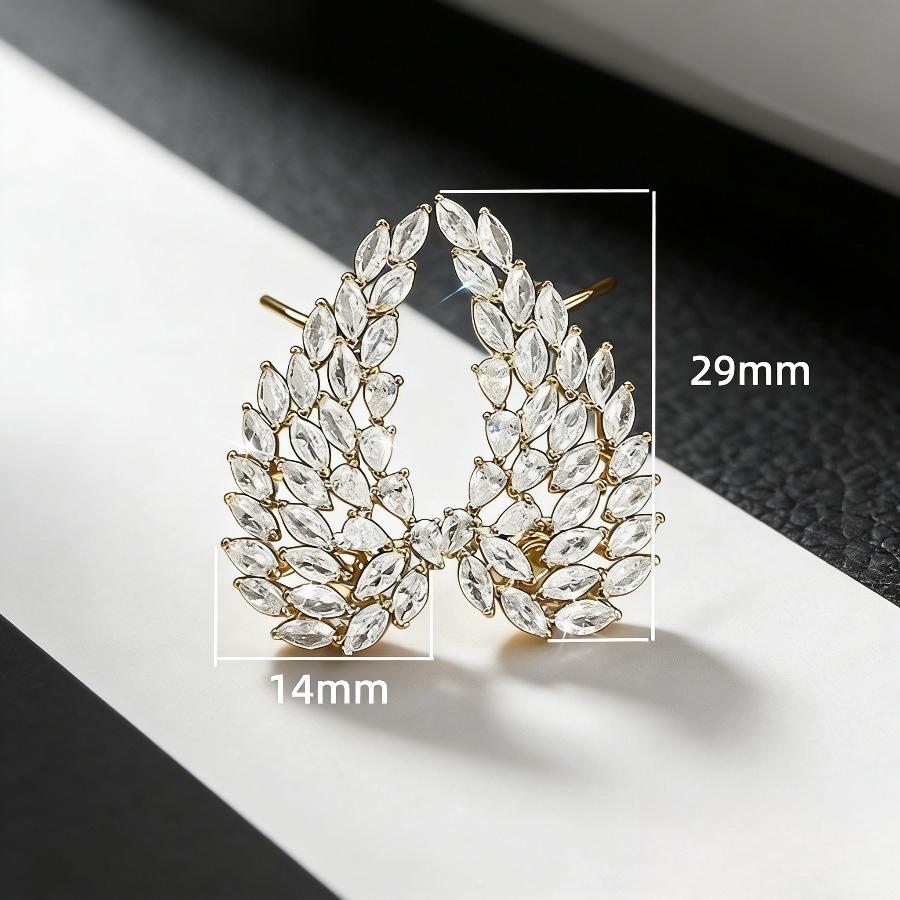 Sparkling Micro-Inlaid Cubic Zirconia Angel Wings Statement Earrings for Women - Bridal Wedding Jewelry, - Valentine’s Day Gift
