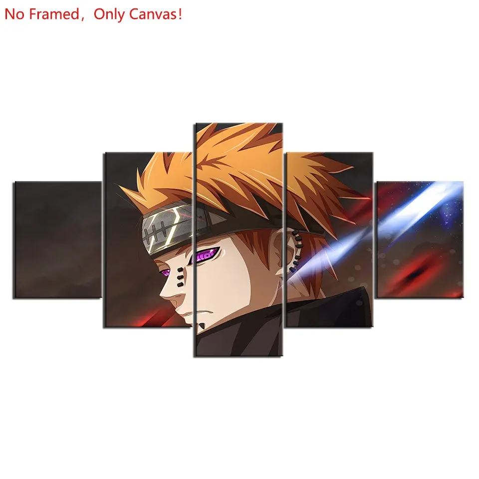 5 piece/set of frameless canvas painting print poster, classic hot-blooded anime art, Pain from Naruto, very suitable for Japanese two-dimensional fans, the perfect gift for bedroom, living room, kitchen, dormitory corridor, mural, wall decoration