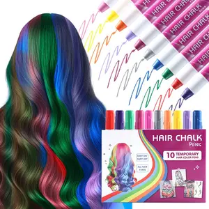 10 Color Rainbow Hair Dye Pen Set, Temporary Washable Hair Dye, DIY Hair Coloring Tool, Quick Application, Safe for Kids, Party Supplies