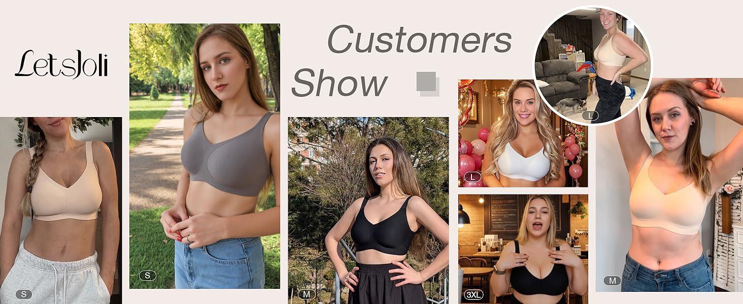 LetsJoli Women's Wirefree Bra, Full Coverage & Push Up Support Comfort Plus Size Bra