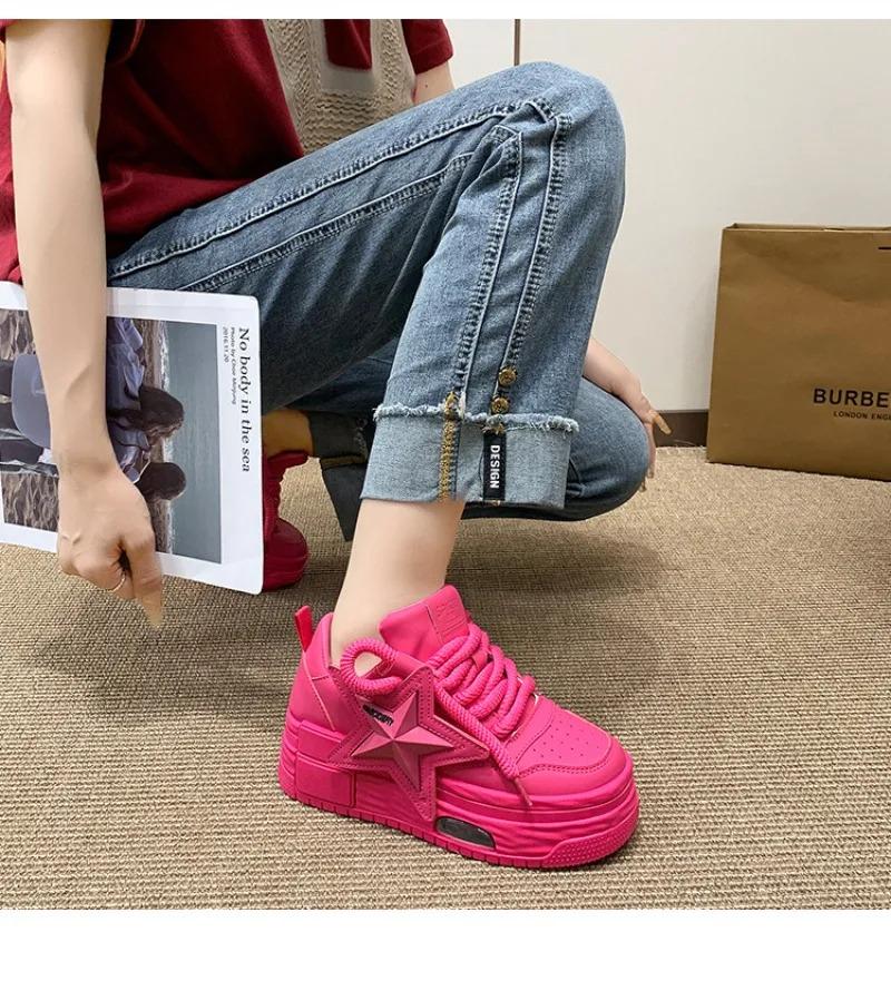 Platform Sneakers Women 2025 Autumn Fashion Star Personalized Designer Vulcanized Shoes Casual Running Street Skateboarding Shoes
