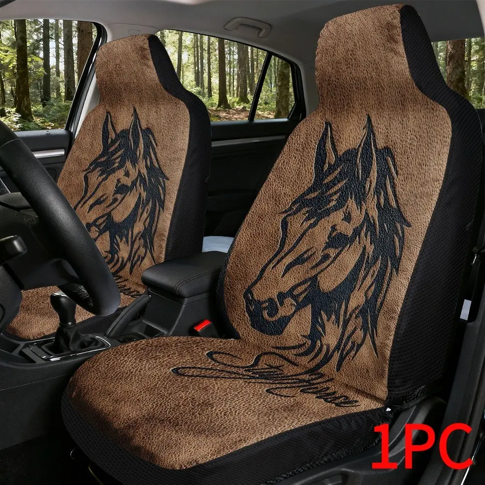 Horse Head Design Car Seat Cover, Breathable Front Seat Cushion, Universal Fit for Most Cars Suv Trucks, Durable Polyester, Easy Care, Polyester Seat Covers