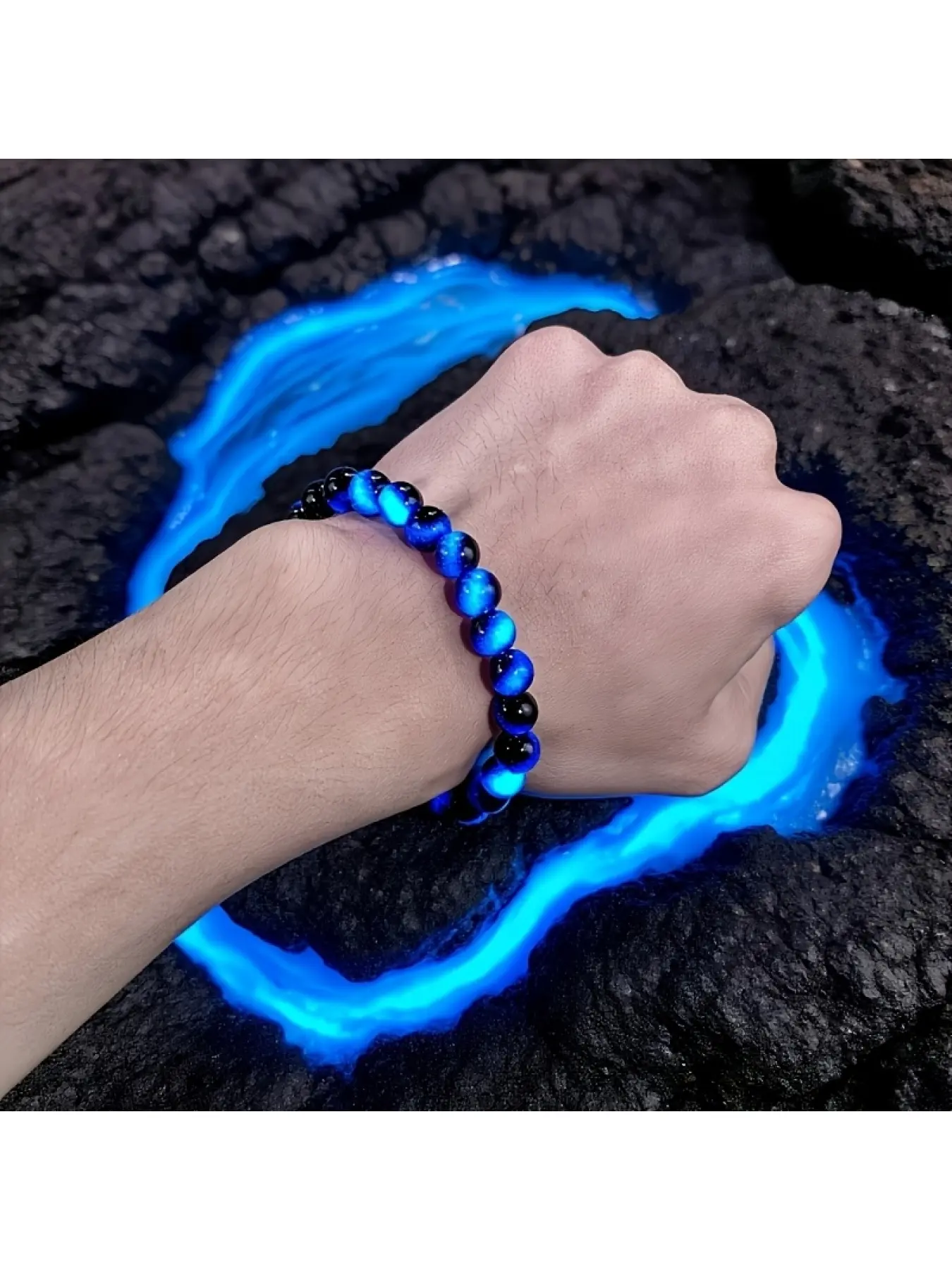 2 Bohemian Style 8mm Blue Tiger Eye Stone Bracelets - Wealth and Luck Stone Beads - Unisex Spiritual Jewelry, Birthday Gift for Men and Women, Boho Stone Bracelet