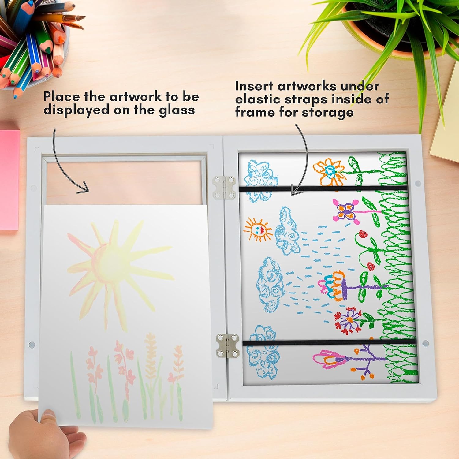 Art Frame, Picture Frame, Replaceable Front Opening Art Frame, Art Display Storage Frame for Wall, Home Decor Supplies for Living Room Bedroom, Photo