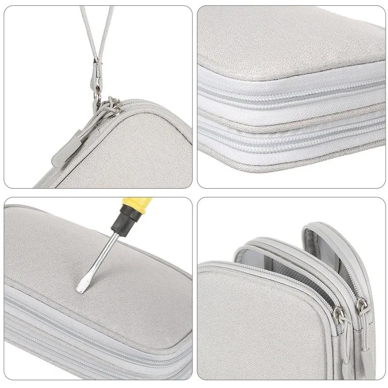 Travel Organizer Bag Cable Storage Pouch Carry Case Portable Waterproof Double Layers with random internal layout