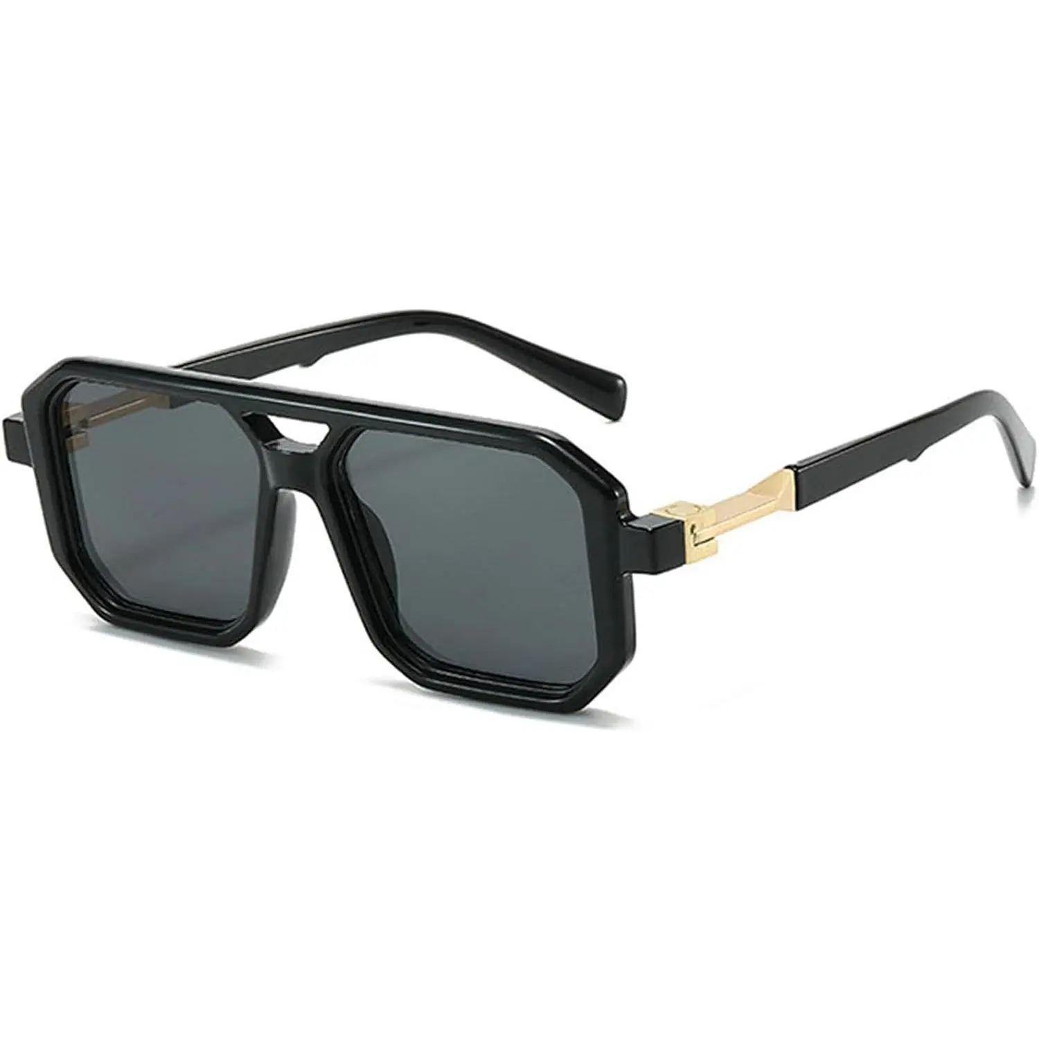 Double Bridge Squar Flat  Sunglasses Women Men Classic Retro 70s Stylish Frame UV400 Sunglasses F27