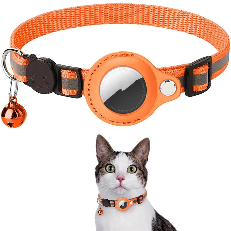 Reflective Collar Waterproof Holder Case for Airtag Air Tag Airtags Protective Cover Cat Dog Kitten Puppy Nylon Collar in Red Yellow Purple Black Pink Orange Sky Blue for Four Seasons Universal Use