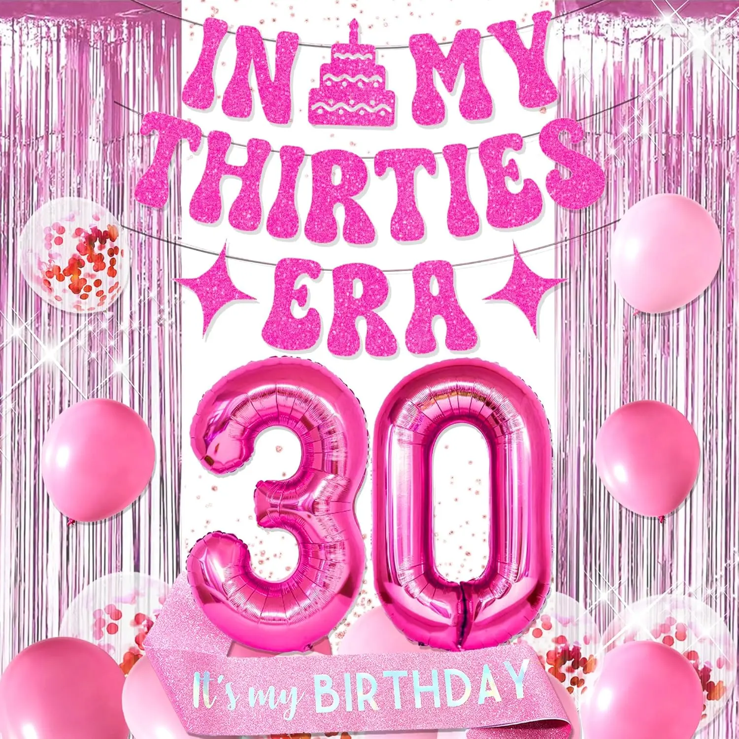 30th Birthday Decorations for Her Happy 30th Birthday Decorations | In My Thirties Era Party Decorations Number 30 Balloons for Women Men Birthday Party Decoration