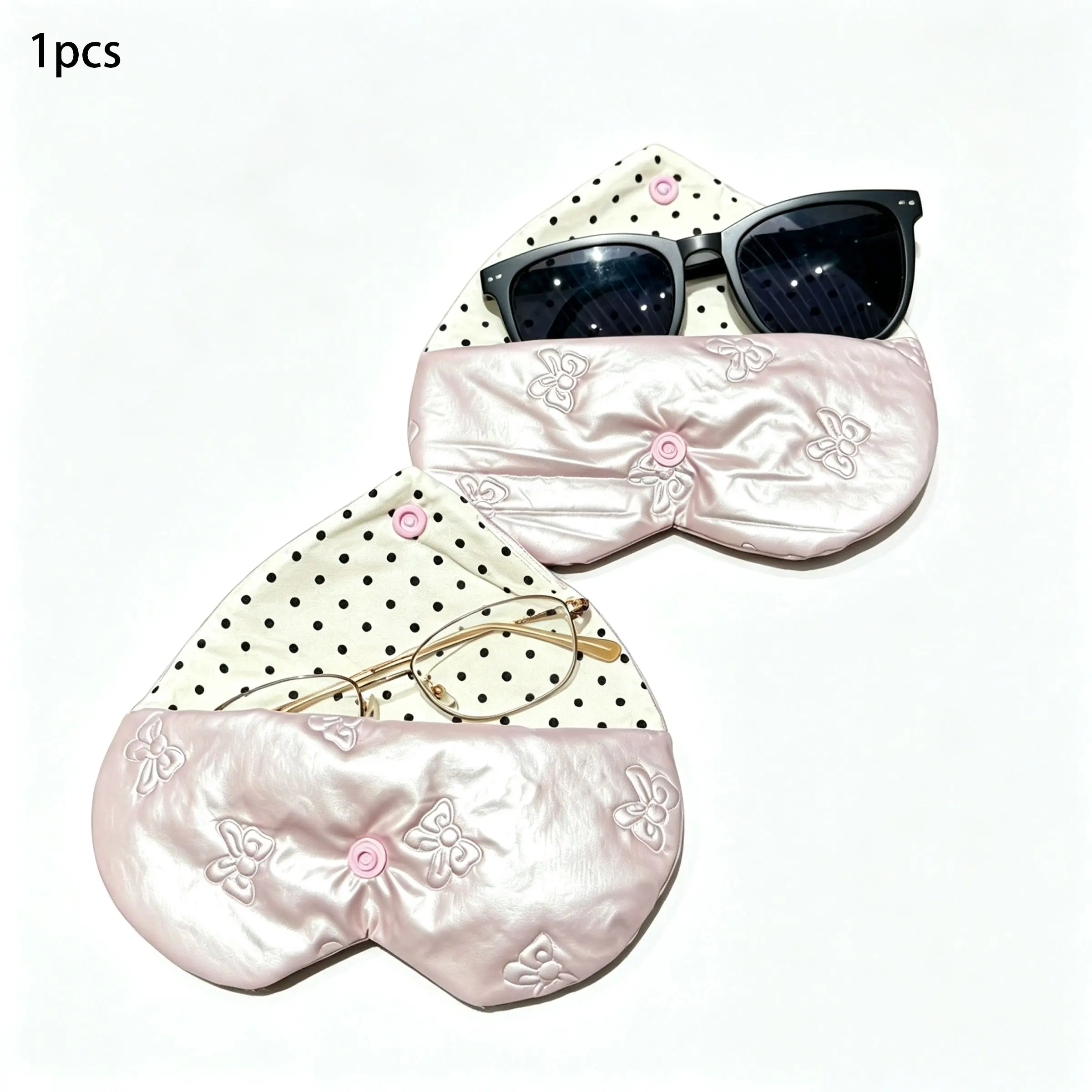 Bow Embossed Glasses Case & Coin Purse — Portable Accessory Organizer, Glasses Storage and Ladies' Clutch, Eyeglass Holder