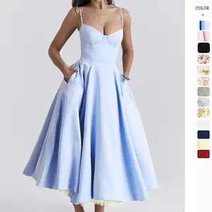 Summer's new high-end princess dress, a French tulle oversized double-layer halter dress for women