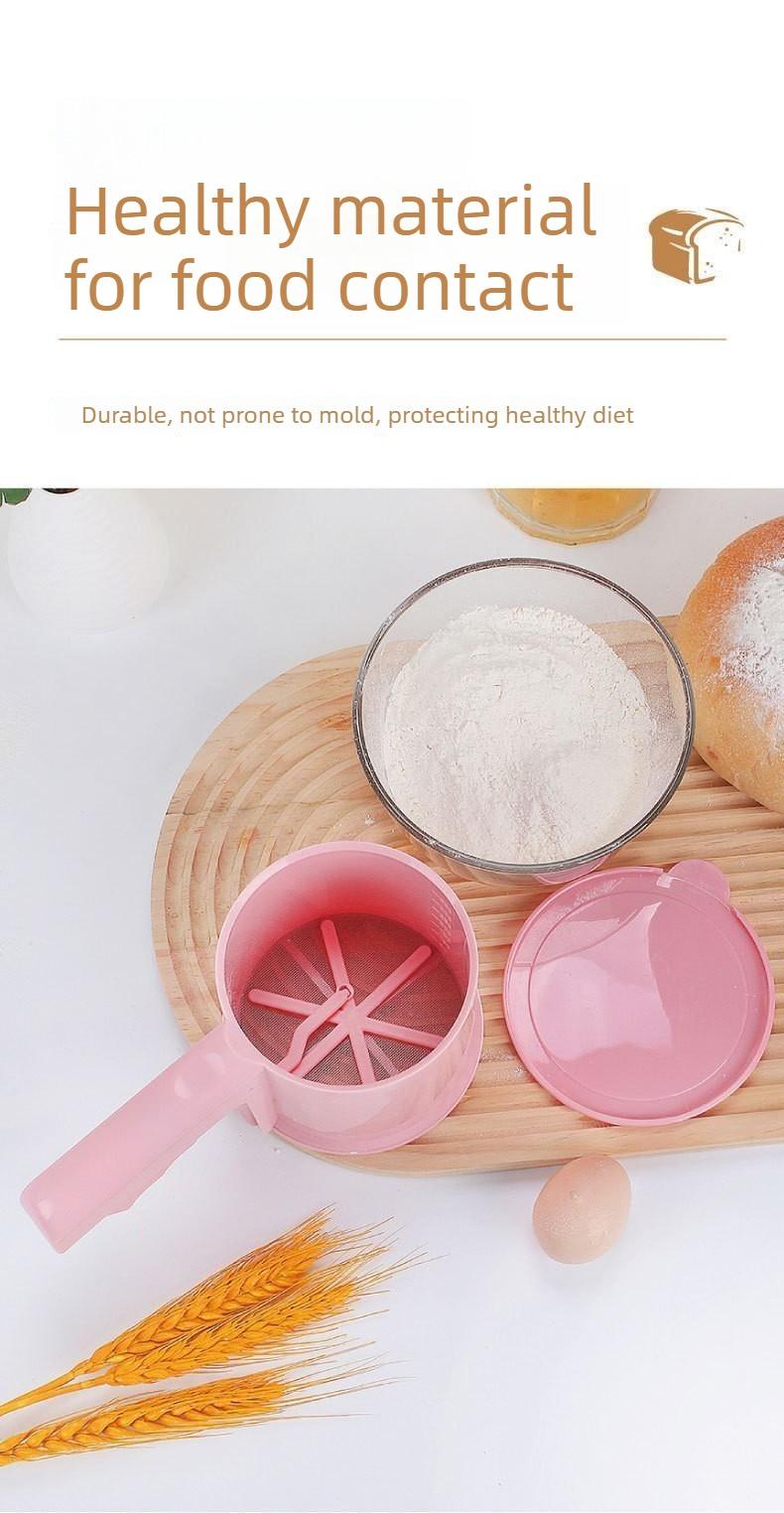 Semi-automatic flour sifter, hand-cranked sugar sieve, handheld filter, powder sprinkler, cup-type strainer, baking tool