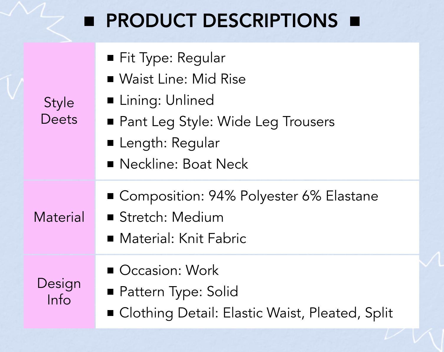 Cider Boat Neck Waistcoat & Mid Rise Elastic Waist Wide Leg Trousers Set