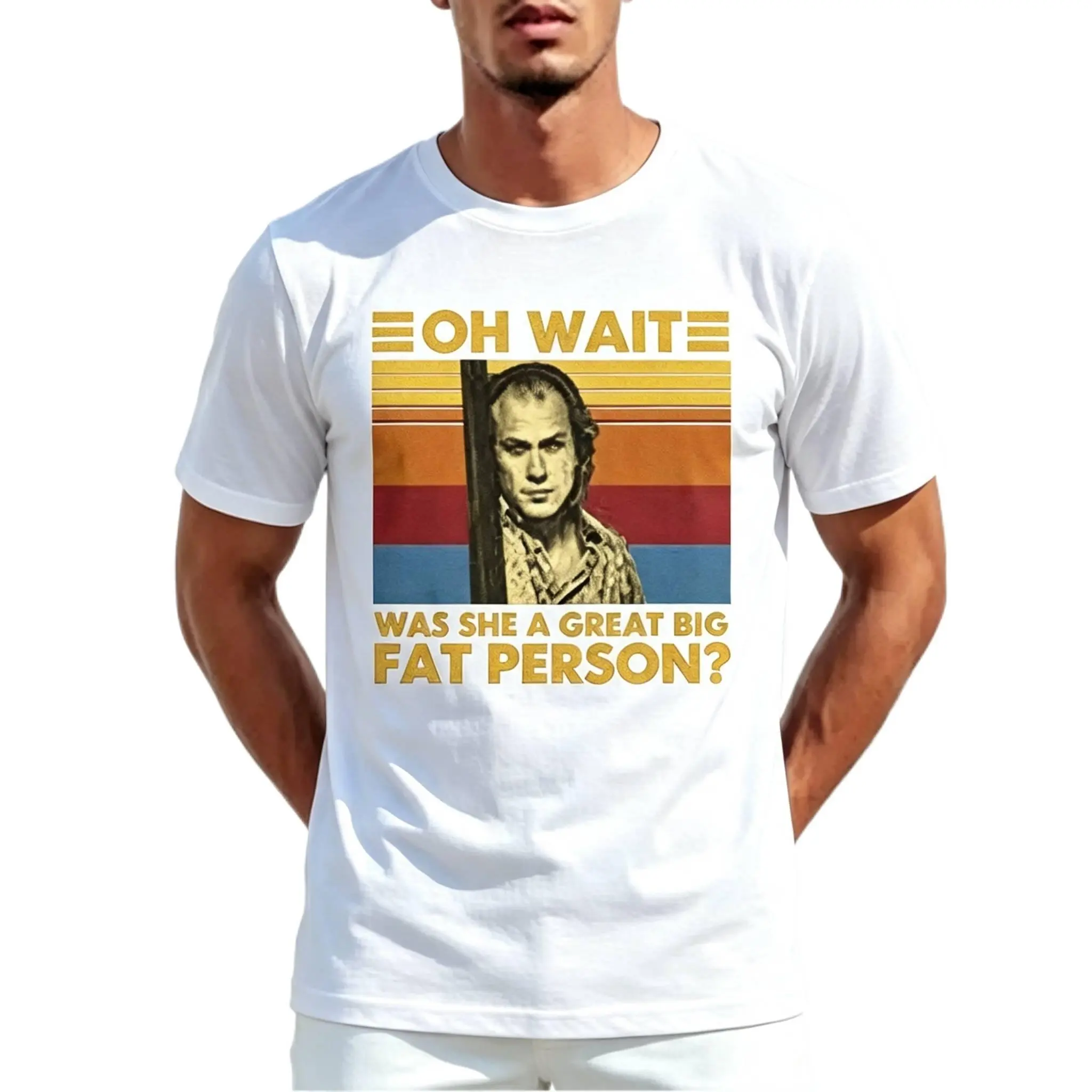 Silence of The Lambs Halloween Movie Graphic Tee Oh Wait Was She A Great Big Fat Person Quote Shirt Unisex Casual Short Sleeve T Shirt Adult Men Women Halloween Party Costume Top Daily Street Wear Holiday Outfit Soft Comfortable Cotton Blend Crew Neck Tee