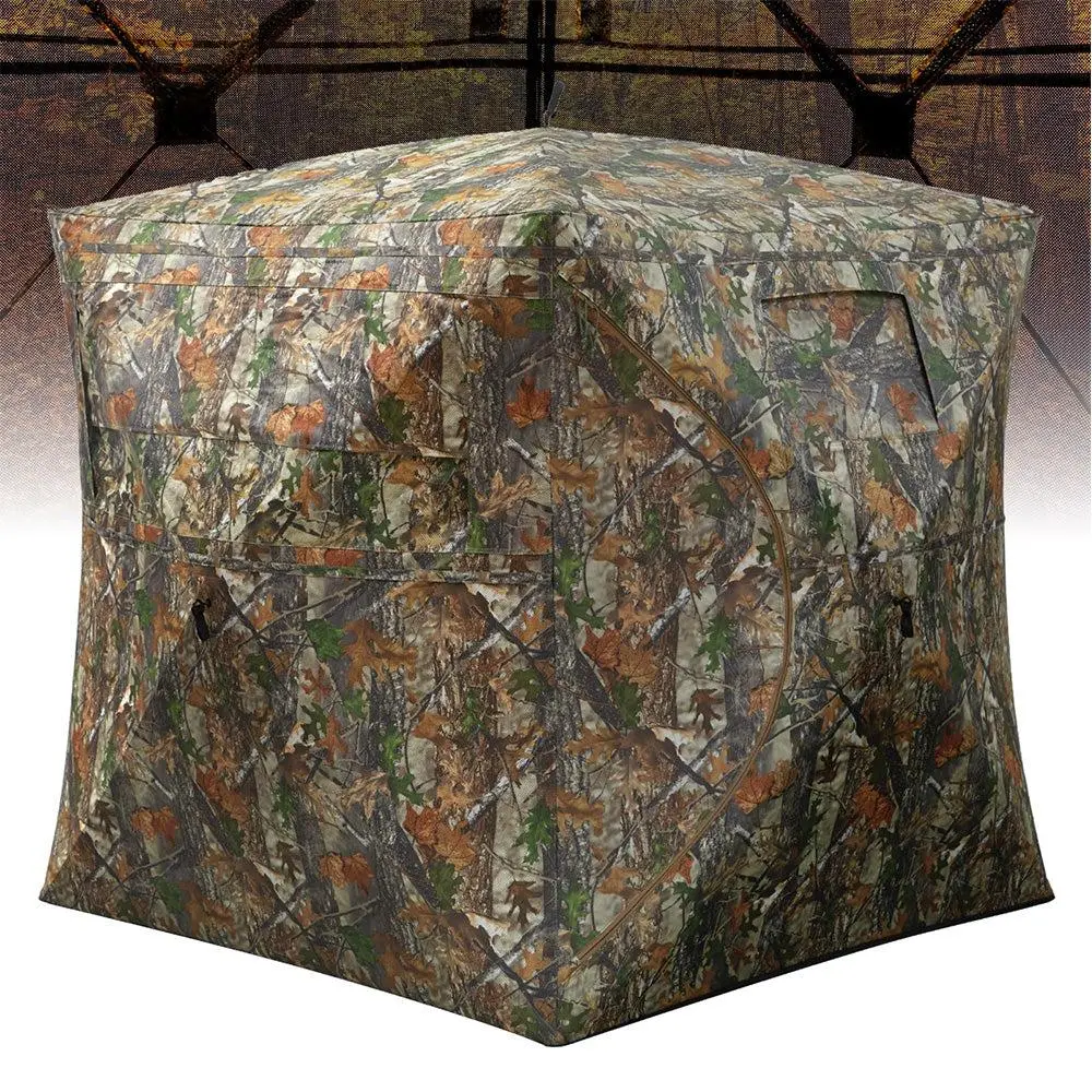 GARVEEHunting Blind, Pop Up Ground Blinds for 2-3 People, 58" 58" 66" H with 270° See Through Windows and Silent Magnetic Door, Lightweight for Outdoor Hunting Survival Tools Survival Kit