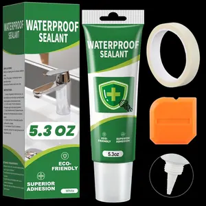 Caulk 5.3 Oz Squeeze Tube   Sealant for Kitchen Bathroom, Stronger Adhesion White Caulk for Window Toilet Sink Door Caulking Sealant with Tape and Scraper, 1 Pack