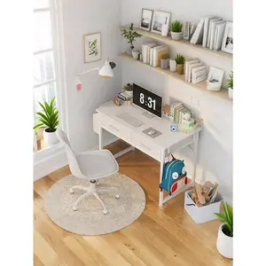 32 Inch Small Desk With Fabric Drawers – Vanity Table With Storage Drawer & Bag.Writing Desk For Bedroom/Study, Small Spaces