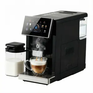 Garvee Super Automatic Espresso Machine with Built-in Grinder and Milk Frother, 19 One-Touch Drinks, 7 Touchscreen, Self-Cleaning, Removable Brewer, Adjustable Grinder, Detachable Milk Tank, Ideal for Home Baristas