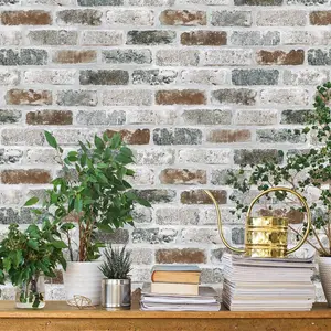 17.3"*118" Brick Wallpaper Red/Blue/Grey Brick Peel and Stick Wallpaper 3D Vintage Brick Contact Paper Self Adhesive Removable Contact Paper Faux Brick Texture Wallpaper for Bedroom Decor