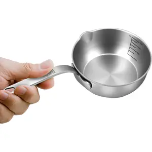 18/10 Stainless Steel Butter Warmer, 13.5 fl oz (400ml), Ideal for Heating Milk, Butter, Sauces, Baby Food, Coffee, Chocolate, Egg Pan, Compatible with Induction & Gas Stovetops