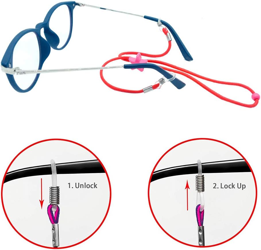 12 Pieces Kids Eye Glasses Strap,with 12 Pair Silicone Ear Grip Holder,Adjustable Anti-slip Eyeglass Retainer Hooks for Sports Sunglasses Boys Girls