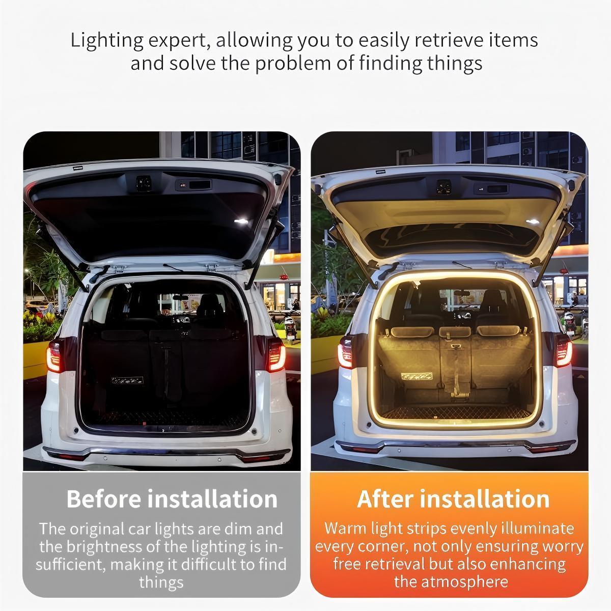 Car Trunk LED Ambient Light, Multifunctional Automatic Sensor Trunk Decorative Light, Universal Car LED Light Bar for Car Decoration, Car Interior Lighting