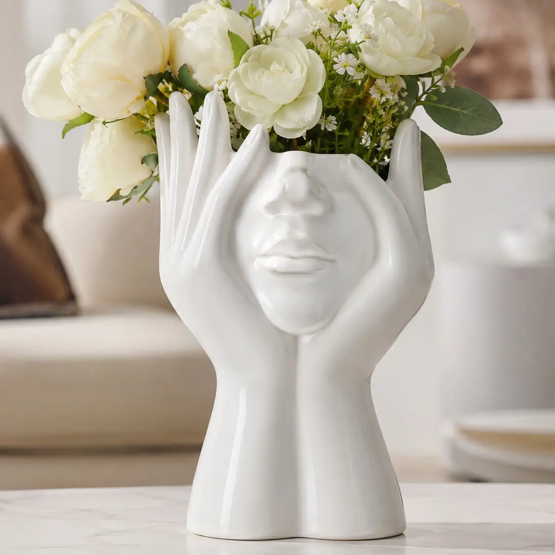 Unique Handmade Ceramic Vase, Artistic Floral Decorative Container, Modern Sculpture Planter, Perfect Gift for Women, Mother, Wife, Girlfriend