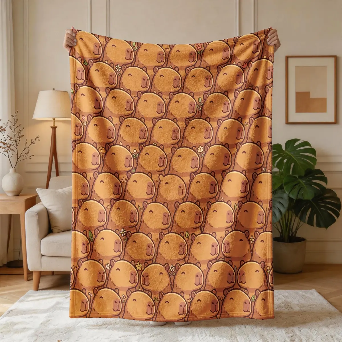 Flannel Blanket with Water Buffalo Head Pattern, Large Size, Soft and Lightweight, Ideal for All Seasons, Perfect Gift for Family