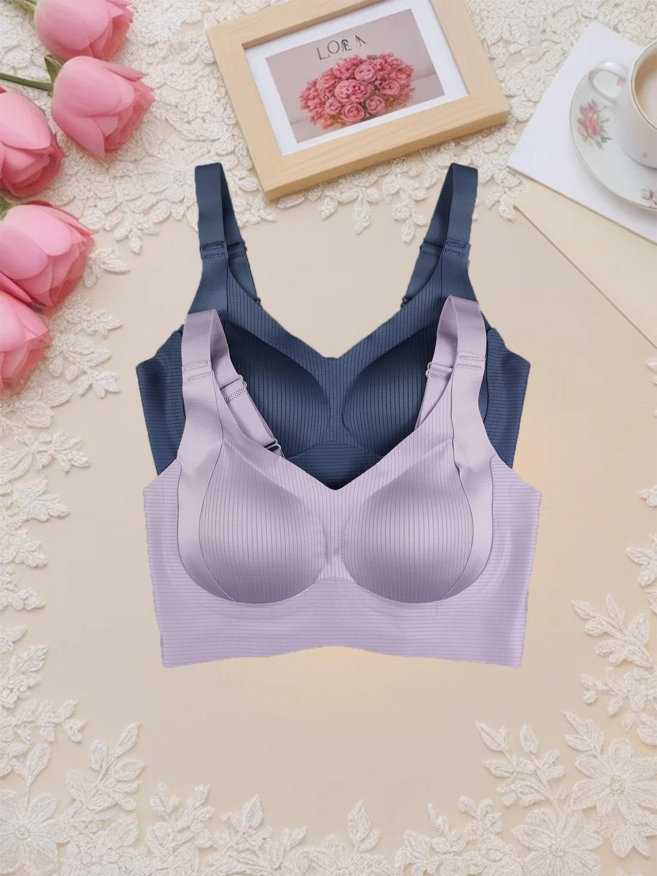 Women's Seamless Wireless Bra, Adjustable Wide Straps, Comfortable Breathable Lingerie, Medium Support, Casual All-Season Wear